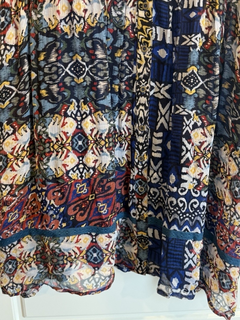Sundance Trephina Sheer Patchwork Dress Crochet Trim Boho Petite XL - Picture 5 of 11